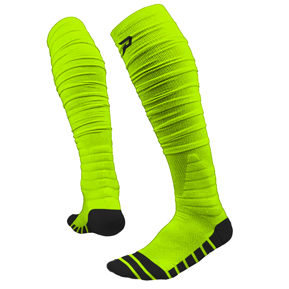 PHENOM ELITE 'QUANTUM KNIT' EXTRA LONG PADDED SCRUNCH SOCKS - SLIME(VOLT GREEN)