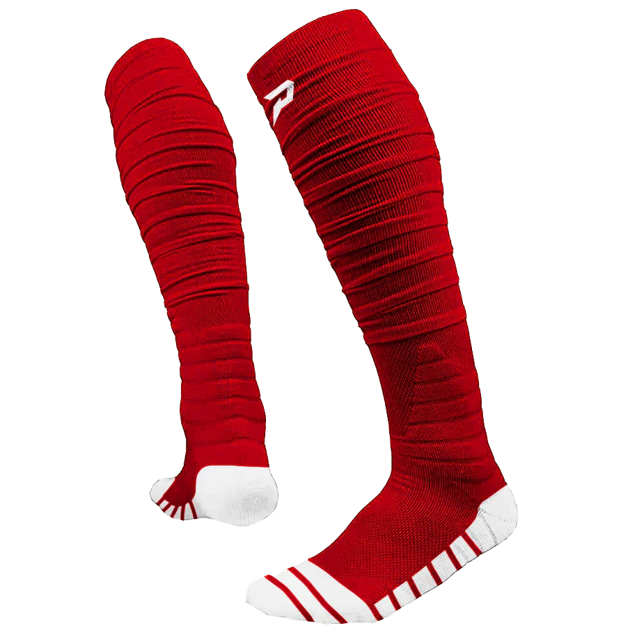 PHENOM ELITE 'QUANTUM KNIT' EXTRA LONG PADDED SCRUNCH SOCKS - RED