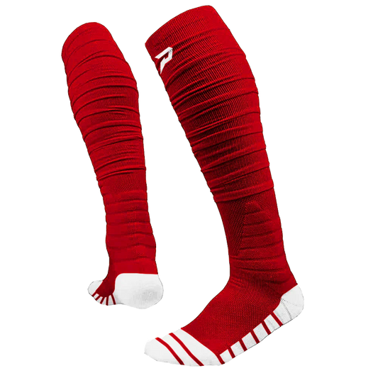 PHENOM ELITE 'QUANTUM KNIT' EXTRA LONG PADDED SCRUNCH SOCKS - RED