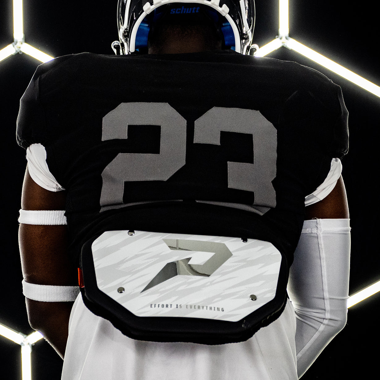PHENOM ELITE FOOTBALL BACK PLATE - WHITE WITH CHROME P LOGO