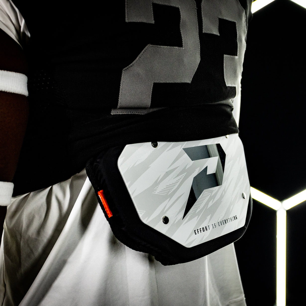 PHENOM ELITE FOOTBALL BACK PLATE - WHITE WITH CHROME P LOGO