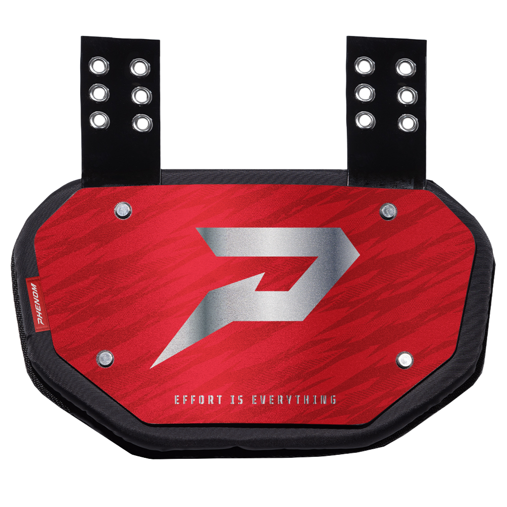 PHENOM ELITE FOOTBALL BACK PLATE - RED WITH CHROME P LOGO