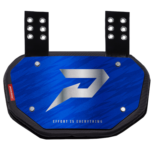 PHENOM ELITE FOOTBALL BACK PLATE - ROYAL BLUE WITH CHROME P LOGO