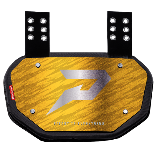PHENOM ELITE FOOTBALL BACK PLATE - YELLOW WITH CHROME P LOGO