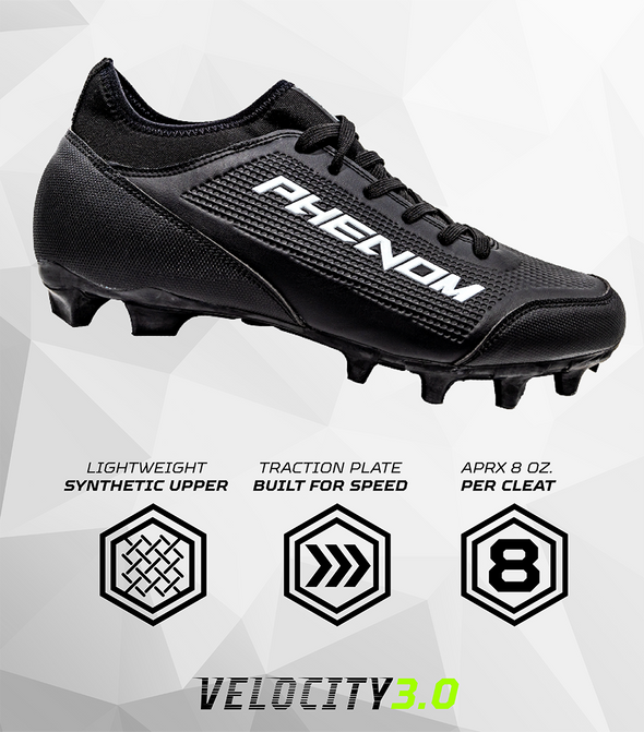 Velocity 3.0: Youth Football Cleats - Black