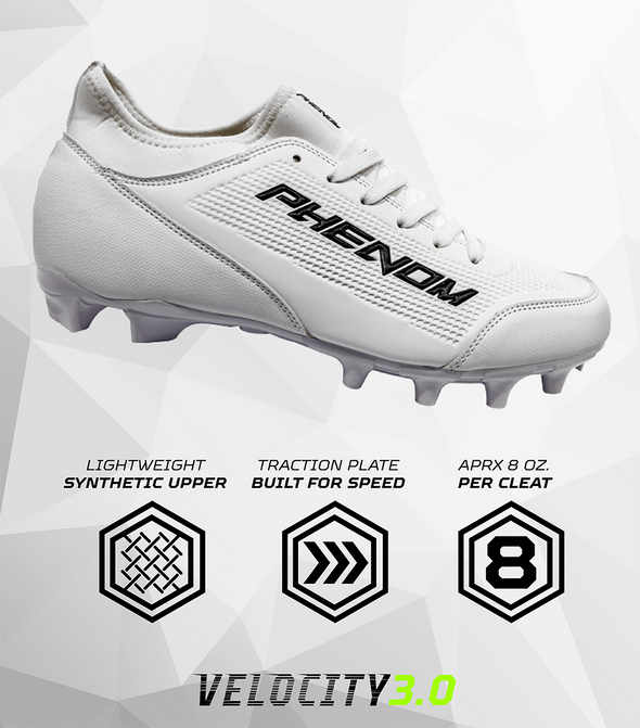 Velocity 3.0: Youth Football Cleats - White